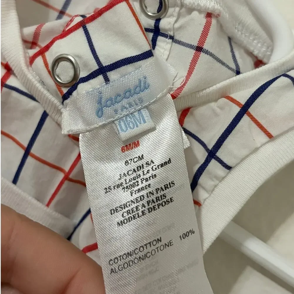 Jacadi Paris Size 6 Months Romper Cotton One Piece Nautical Sailor Lightweight